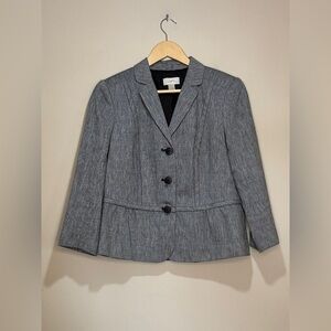 ANN TAYLOR LOFT Peplum Charcoal Textured Blazer